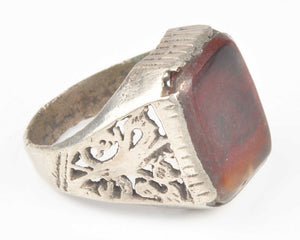 Vintage Rings-Tribal Gypsy Glass Ring-Silver