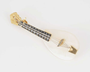Vintage Jewelry-Mother of Pearl Mandolin Brooch-Hat Pin-Artist Jewelry-Lapel Pin