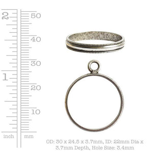 Nunn Design-Open Pendant-Beaded Large Circle-Single Loop-Antique Silver