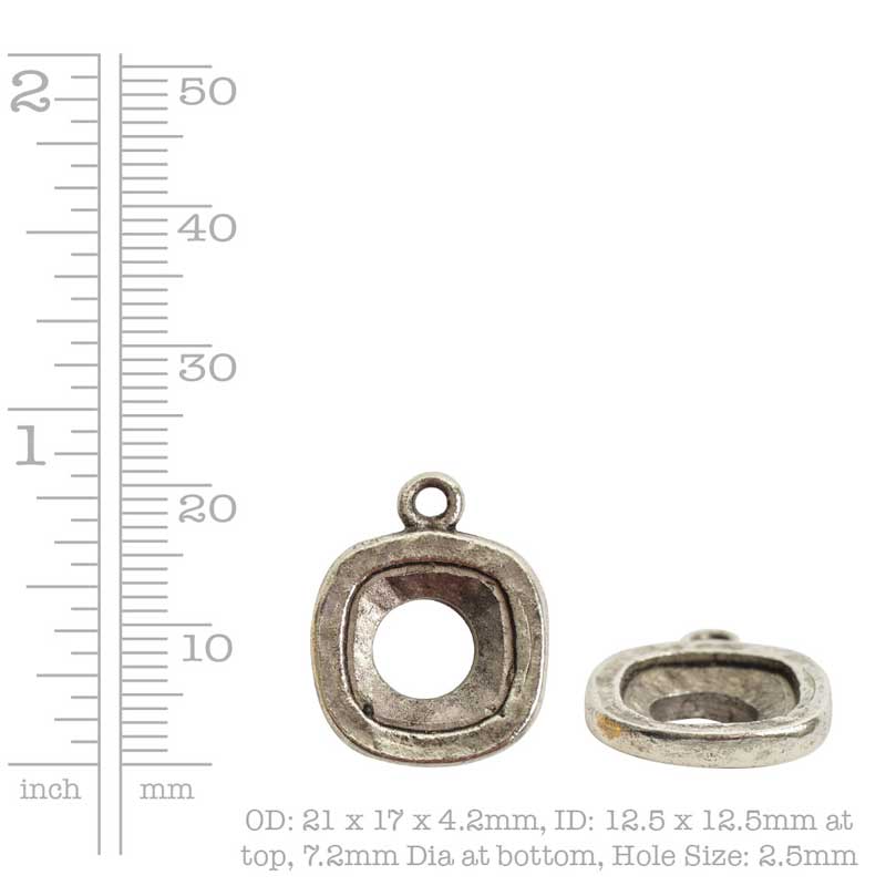 Nunn Design-Bezel-12mm Open Back Square-Single Loop-Antique Gold