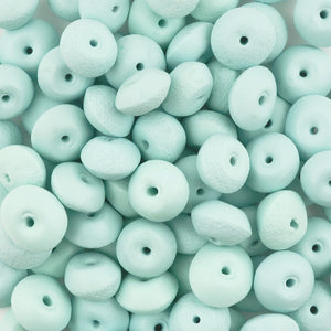 Ceramic Beads-6x9mm Coarse Short Rondelle Bicone-Seafoam Blue-Quantity 5