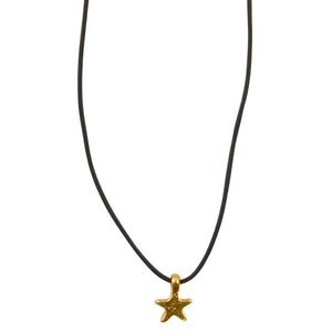 Finished Leather Jewelry-Antique Gold Star Necklace