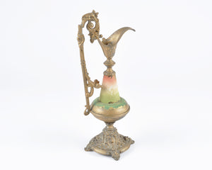 Vintage Antique Victorian Retro Art Deco-Mid Century Modern-Contemporary Mantle Glass Hand Painted Metal Ewer Vase Pitcher-Decorative Décor Tamara Scott Designs