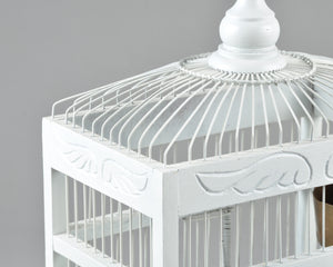 Vintage Italian Architectural Designed Handmade Wood and Metal Bird Cage-Snow White With Wings-Antique Birdhouse Decor Tamara Scott Designs
