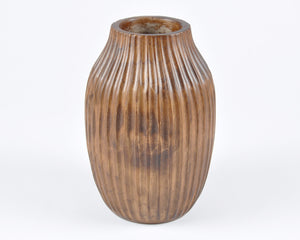 Vintage Wooden Art Deco Vase-Beautiful Pattern and Form-Dark Brown-Thailand Tamara Scott Designs