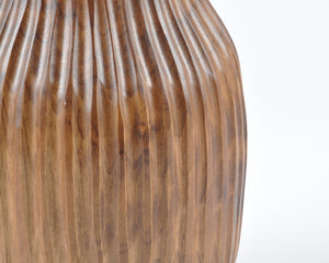 Vintage Wooden Art Deco Vase-Beautiful Pattern and Form-Dark Brown-Thailand Tamara Scott Designs