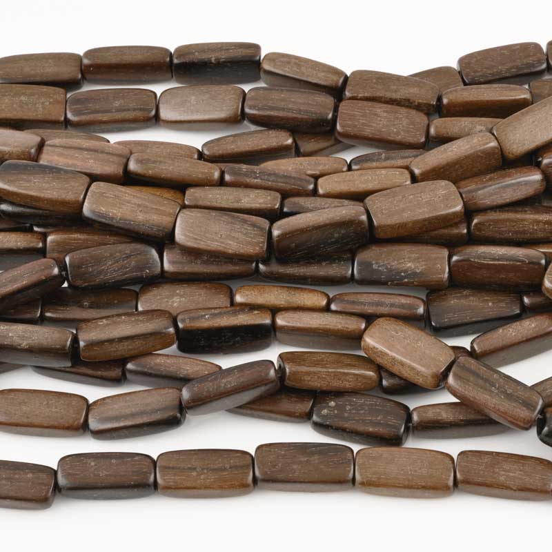 20x9mm Flat Rectangle Ebony Wood Beads-16 Inch Strand-20 Beads
