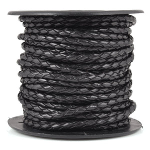 Leather Cord-3mm Braided Bolo-Natural Black