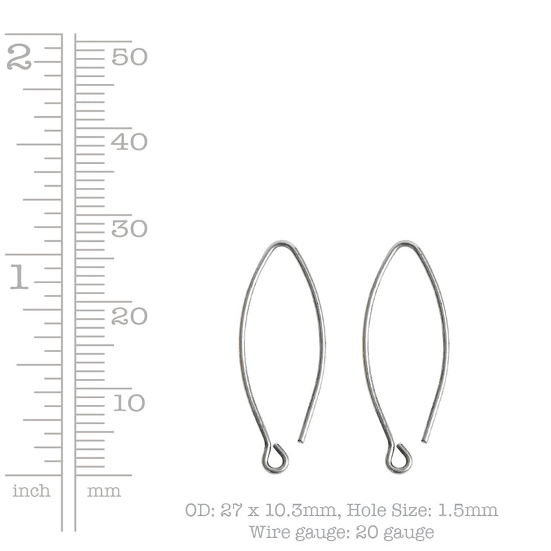 Nunn Design-Ear Wire Open Oval Mini-Antique Silver