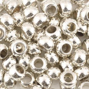 Brass Beads-6x8mm Round-Silver