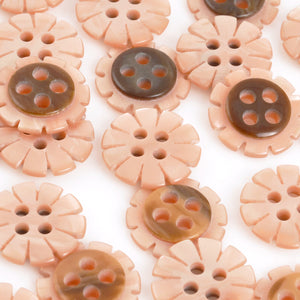 Button-12mm Flower Button-Four Hole-Pink-Quantity 1