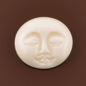 Carved Pendants-20mm Tiny Round Face Cabochon/Pendant-Bone-White-Quantity 1