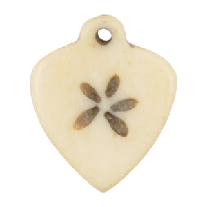 Carved-15x19mm Heart Charm With Flower Accent-Off White-Quantity 1
