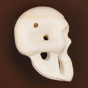 Carved Pendants-Carved-22x30mm Skull Bead-Off White-Quantity 1