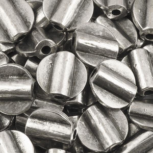 Casting Beads Wholesale-21mm Flat Round Tube-Antique Silver