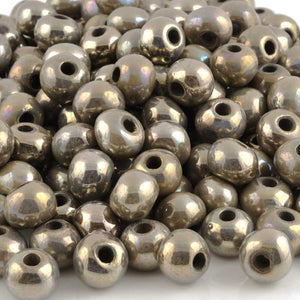 Ceramic Beads-12mm Round-Antique Chrome-Raku-Quantity 2
