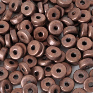 Ceramic Beads-6mm Round Disc-Antique Copper-Quantity 10
