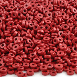 Ceramic Beads-6mm Round Disc-Red-Quantity 50