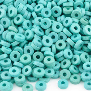 Ceramic Beads-6mm Round Disc-Turquoise