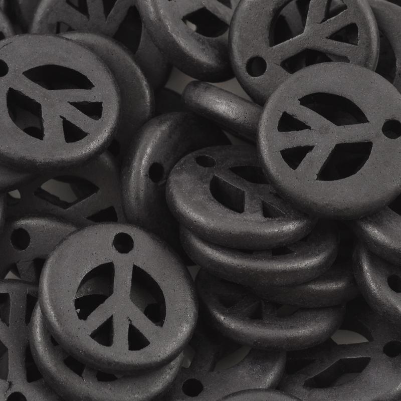 Ceramic Pendants Wholesale-20mm Peace-Black