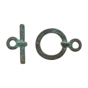Clasp-Casting-Toggle-13x19mm Ring and 8x11mm Bar-Green Patina-Quantity 1