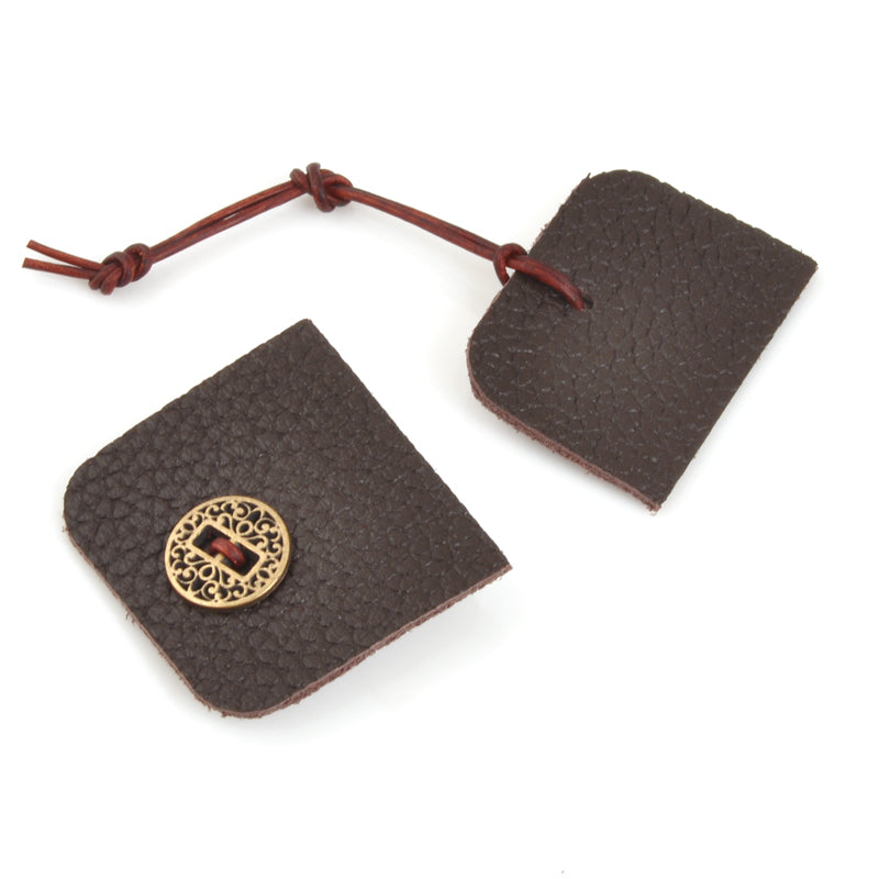 Designs-Leather Kit-Bracelet-Brown/Antique Gold Button Tamara Scott Designs