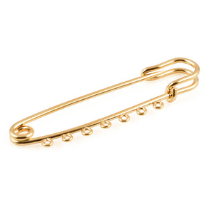 Findings-15x50mm Safety Pin Connector-Seven Hole-Gold