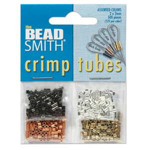 Beadsmith-Findings-2mm Crimp-Black Oxide-Silver Plate-Copper Plate-Gold Plate