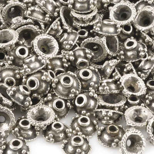 Findings-9mm Granular Bead Cap-Antique Silver