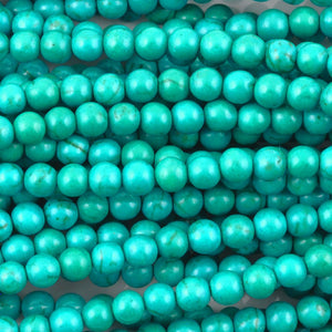 Gemstone-4mm Round Howlite-Green Turquoise