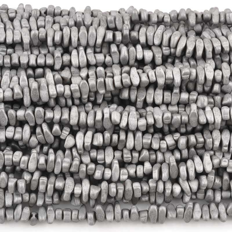 Gemstone Beads-3x5-10mm Titanium Hematite Chip-Matte Silver