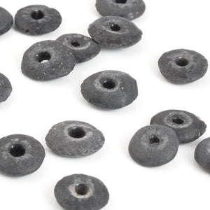 Glass Beads-14mm Pulverized Ashanti Saucer-Ghana-Dark Grey-Quantity 5