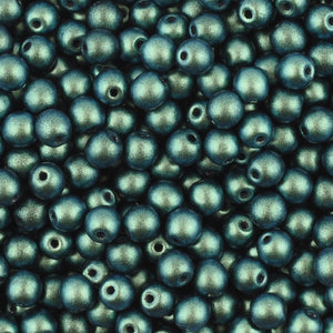 Glass Beads-4mm Round-Chameleon Teal-Czech-Quantity 50 Loose