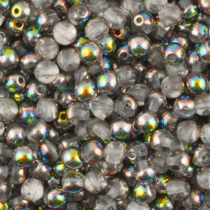 Glass Beads-4mm Round-Crystal Vitrail-Czech-Quantity 50 Loose