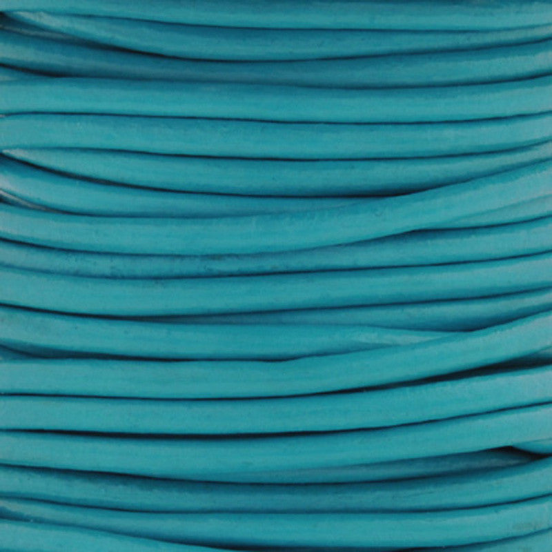 Leather Cord-Round-Soft-Turquoise