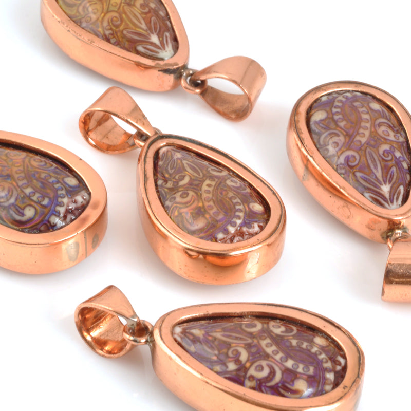 Mirage-26x17mm Fancy Flame Pendant-Copper-Color Changing-Quantity 1