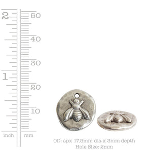 Nunn Design-Pewter-18mm Round Organic Bee-Small Charm-Antique Copper