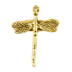 Pewter Beads Wholesale-20x25mm Dragonfly-Large-Antique Gold