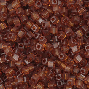 Seed Beads-1.8mm Cube-134 Transparent Dark Topaz-Miyuki-7 Grams
