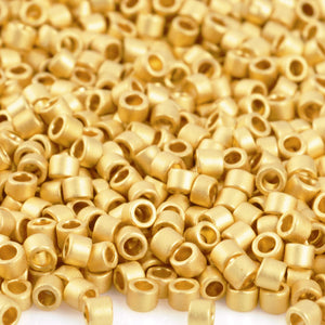 Seed Beads-1.8mm Treasure-712F Metallic Frosted 24kt Gold Plated-Toho-7 Grams