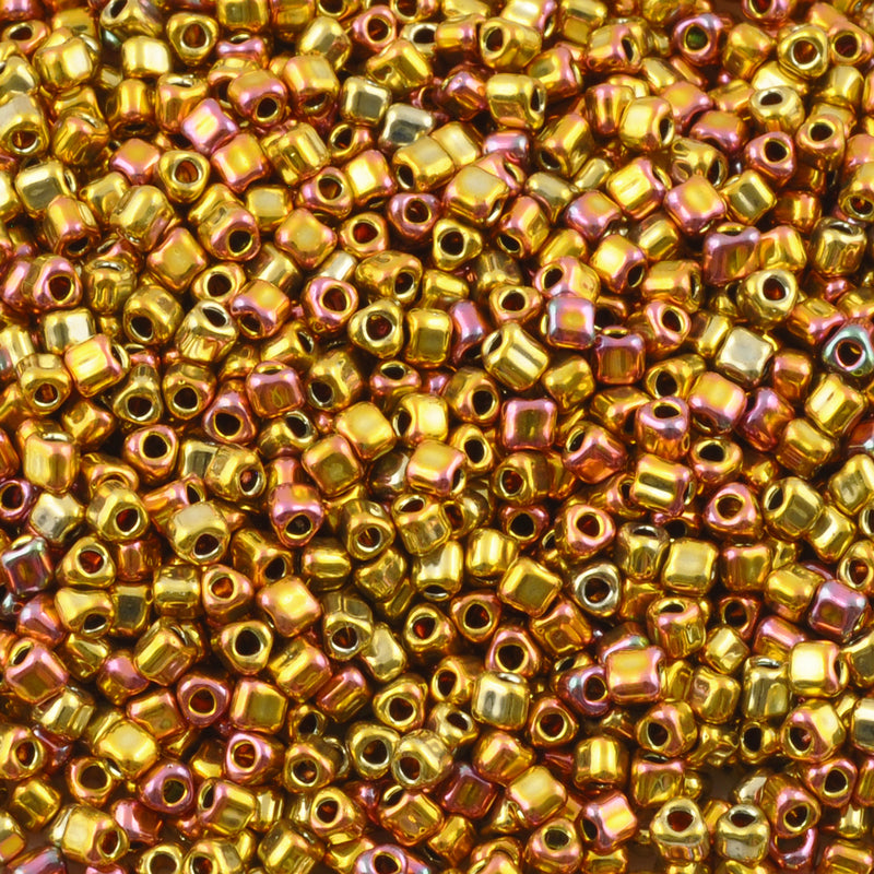 Seed Beads-10/0 Triangle-1985 24kt Pink Gold Iris-Miyuki-7 Grams