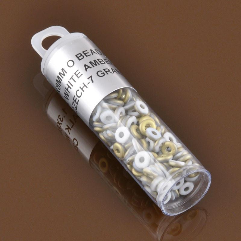 Seed Beads-3.8mm O Beads-3106 Chalk White Amber Matte