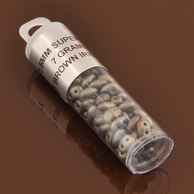 Seed Beads-2.5x5mm Superduo-226 Jet Bronze Iris Matte-Czech-7 Grams