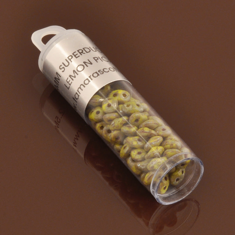 Seed Beads-2.5x5mm Superduo-230 Lemon Picasso-Czech-7 Grams