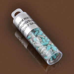 Seed Beads-2.5x6mm Rizo-700 Matte Opaque Turquoise/Sunset-Czech