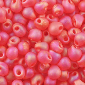 Seed Beads-3.4mm Drop-140FR Matte Transparent Red Orange AB-Miyuki-7 Grams