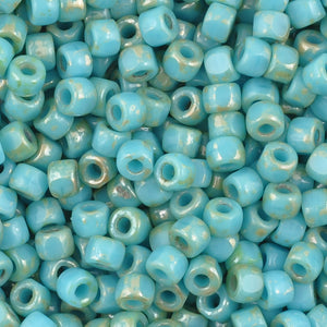 Seed Beads-6/0 Matubo-3 Cut-65 Turquoise Blue Rembrandt-Czech-7 Grams
