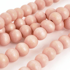 Wood Beads-6mm Round-Pretty Pink-16 Inch Strand-Quantity 1