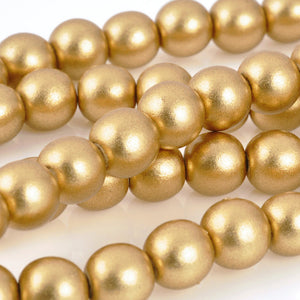 Wood Beads-8mm Round-Gold-16 Inch Strand-Quantity 1