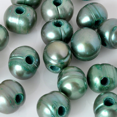 Large Hole Freshwater Pearl-Green-8mm-Quantity 1